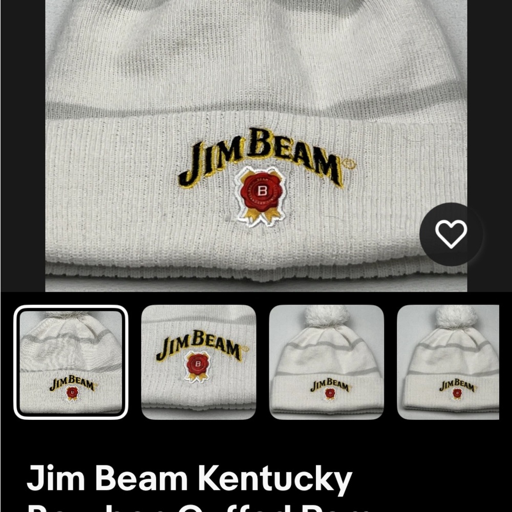 Jim Beam White Knit Beanie